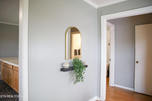 1210 Frank Campbell Rd, Jamestown, TN 38556 - hall featuring ornamental molding and wood finished floors