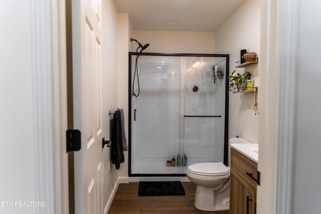 1210 Frank Campbell Rd, Jamestown, TN 38556 - bathroom with vanity, wood finished floors, and a shower stall