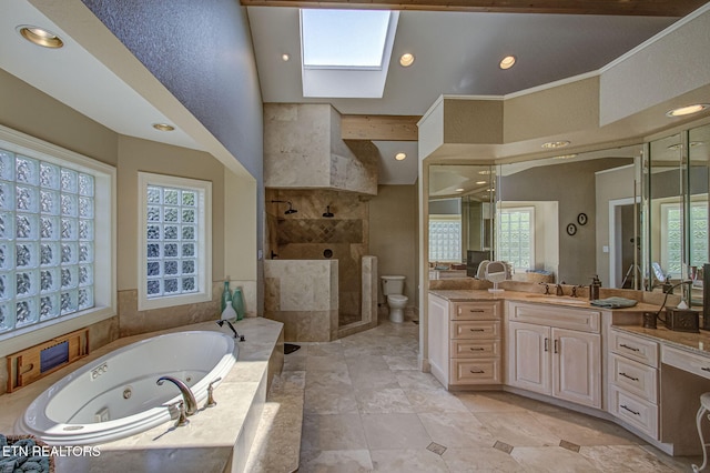 230 Tecumseh Way, Loudon, TN 37774 - bathroom featuring a whirlpool tub, vanity, plenty of natural light, walk in shower, and recessed lighting