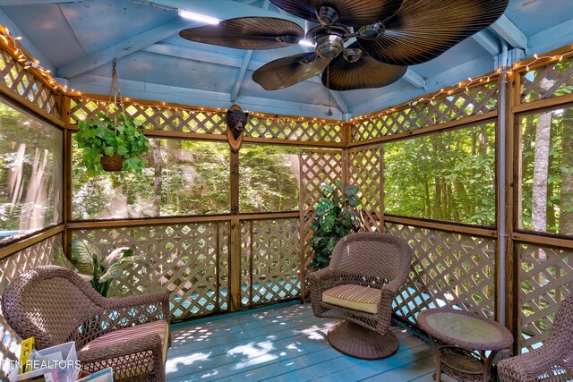3255 Bear Mountain Ln, Sevierville, TN 37876 - sunroom / solarium featuring a ceiling fan
