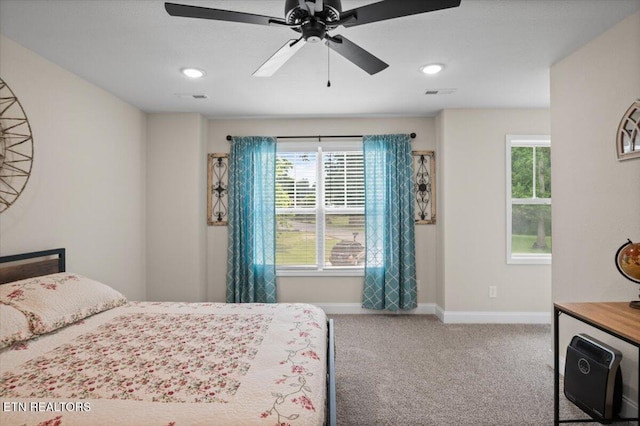 226 Hilldale Ln, Lafollette, TN 37766 - carpeted bedroom with multiple windows, recessed lighting, and a ceiling fan