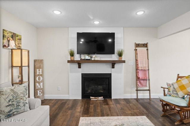 226 Hilldale Ln, Lafollette, TN 37766 - living room with wood finished floors, a fireplace, and recessed lighting