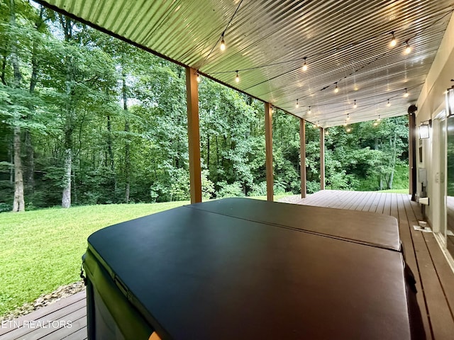 3402 Lillie Blvd, Sevierville, TN 37876 - wooden terrace featuring a forest view, a yard, and a grill