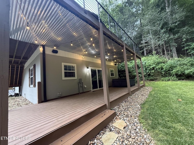 3402 Lillie Blvd, Sevierville, TN 37876 - wooden terrace with a yard