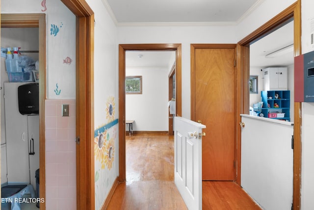 1415 Ebenezer Rd, Knoxville, TN 37922 - hall featuring light wood-style floors and crown molding