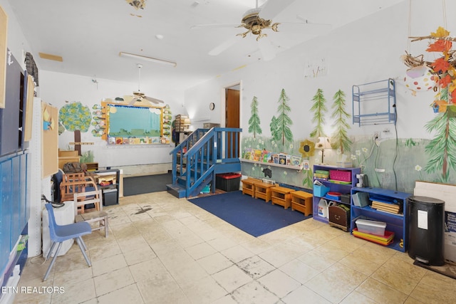 1415 Ebenezer Rd, Knoxville, TN 37922 - recreation room featuring ceiling fan and tile patterned floors