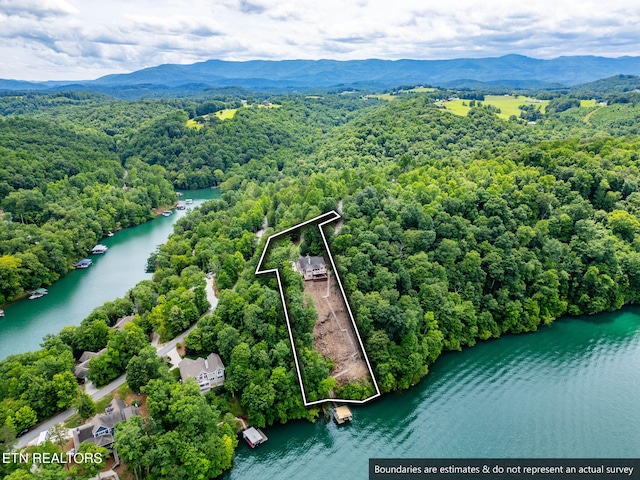 200 Stony Rock Ln, Jacksboro, TN 37757 - aerial overview of property's location with a water and mountain view and property parcel outlined