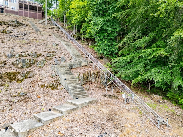 200 Stony Rock Ln, Jacksboro, TN 37757 - view of yard featuring stairs
