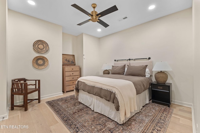 200 Stony Rock Ln, Jacksboro, TN 37757 - bedroom with recessed lighting, light wood finished floors, and a ceiling fan