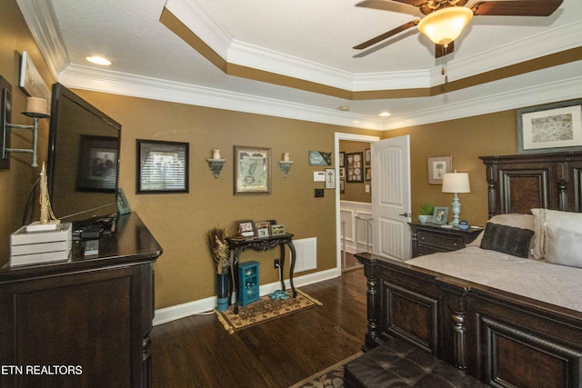 8507 Cloudbreak Ln Unit 4, Knoxville, TN 37938 - bedroom with dark wood-style floors, crown molding, and a tray ceiling