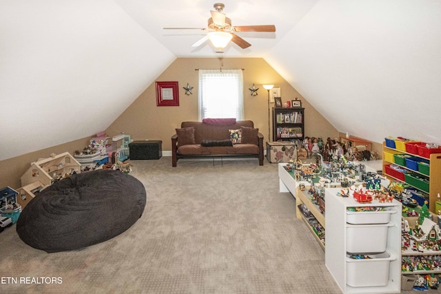 8507 Cloudbreak Ln Unit 4, Knoxville, TN 37938 - recreation room featuring carpet floors, lofted ceiling, and ceiling fan