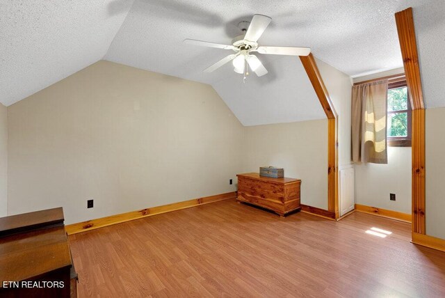 1821 S Nopone Valley Rd, Decatur, TN 37322 - bonus room with wood finished floors, vaulted ceiling, a textured ceiling, and a ceiling fan