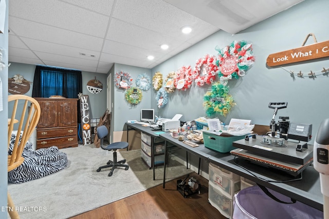 1717 Meadow Ridge Cir, Sevierville, TN 37862 - office area featuring wood finished floors, recessed lighting, and a drop ceiling