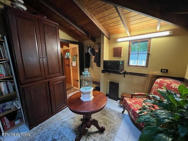 262 Mountain View Dr, Rutledge, TN 37861 - sitting room featuring wooden ceiling and tile patterned flooring