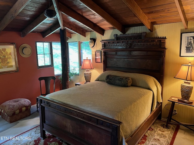 262 Mountain View Dr, Rutledge, TN 37861 - bedroom featuring a wood ceiling with exposed beams