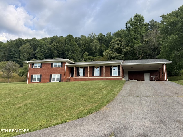 115 Red Oak Ln, New Tazewell, TN 37825 - tri-level home with brick siding, an attached carport, and driveway