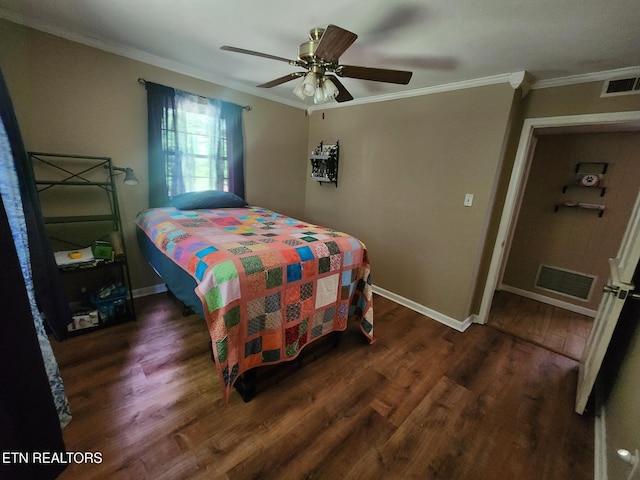 5412 E Lamar Alex Pkwy, Walland, TN 37886 - bedroom with wood finished floors, ornamental molding, and ceiling fan
