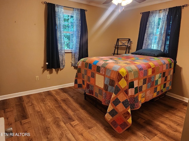 5412 E Lamar Alex Pkwy, Walland, TN 37886 - bedroom featuring ornamental molding, wood finished floors, and ceiling fan