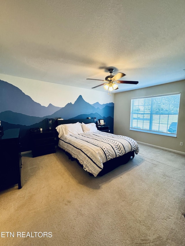13001 Sanderling Ln, Knoxville, TN 37922 - bedroom with carpet, a textured ceiling, and ceiling fan