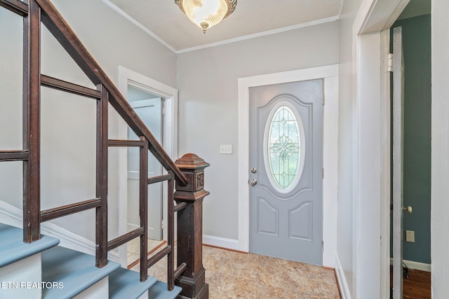 2115 Aaron Ct, Sevierville, TN 37876 - entryway with stairway and ornamental molding