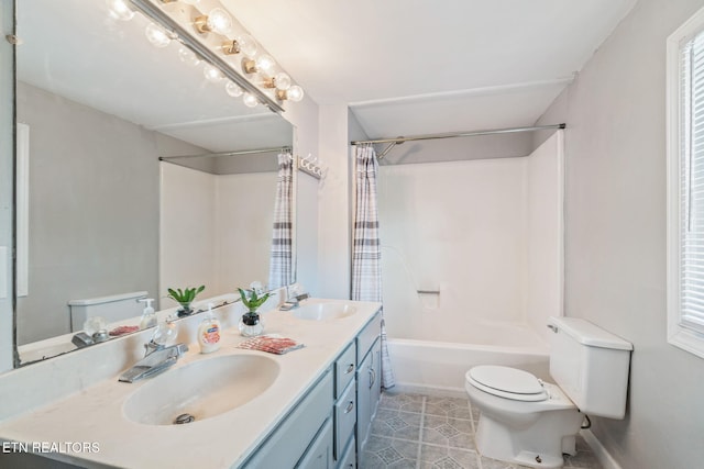 2115 Aaron Ct, Sevierville, TN 37876 - bathroom with shower / tub combo, double vanity, and tile patterned floors