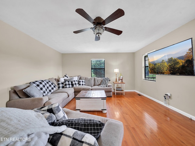 1371 Elijah Martin Rd, Whitesburg, TN 37891 - living room with healthy amount of natural light, light wood finished floors, and a ceiling fan