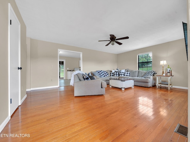 1371 Elijah Martin Rd, Whitesburg, TN 37891 - living room featuring a ceiling fan and light wood-type flooring