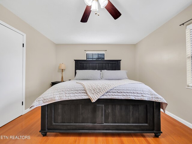 1371 Elijah Martin Rd, Whitesburg, TN 37891 - bedroom with light wood-style floors and a ceiling fan