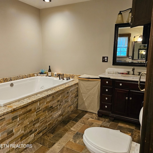 1100 Mill Branch Rd, Huntsville, TN 37756 - full bath with a jetted tub, vanity, and stone tile floors