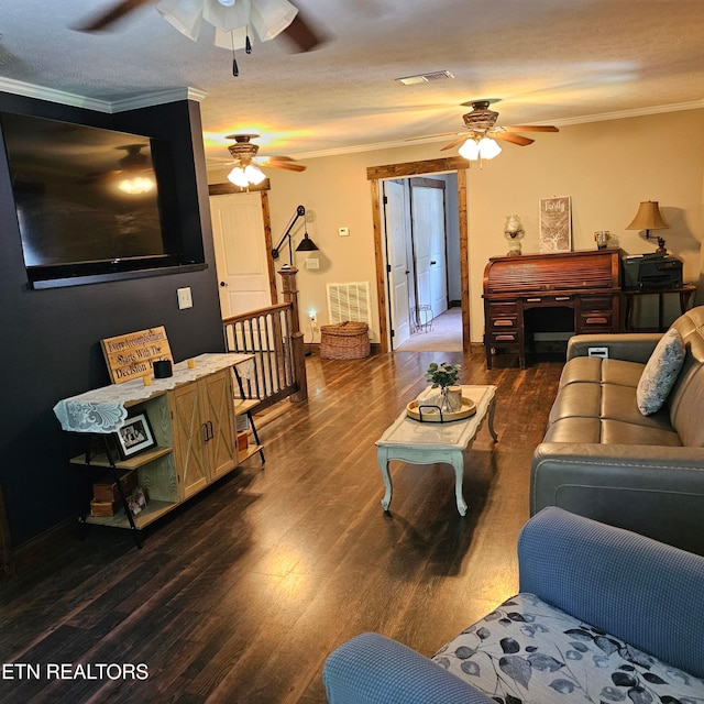 1100 Mill Branch Rd, Huntsville, TN 37756 - living room with a ceiling fan, ornamental molding, and wood finished floors