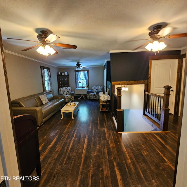 1100 Mill Branch Rd, Huntsville, TN 37756 - living room featuring wood finished floors, ceiling fan, and crown molding