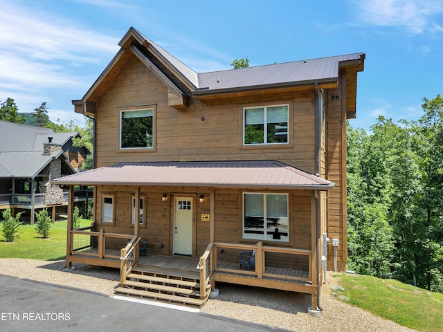 1940 Smoky Cove Rd, Sevierville, TN 37876 - view of front of home with a metal roof and covered porch