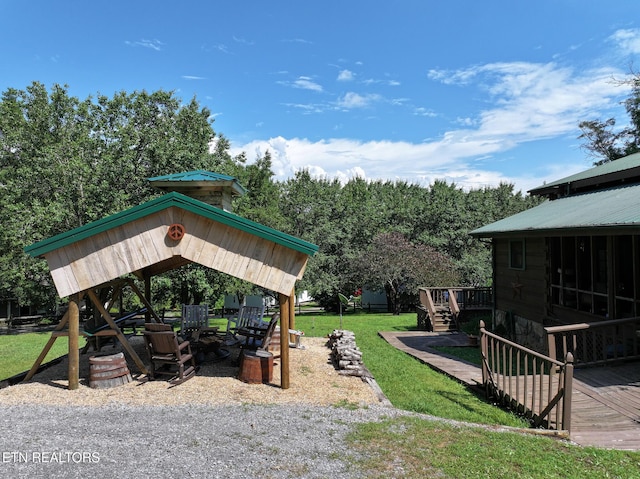 721 Leisure Way, Newport, TN 37821 - view of grassy yard with a gazebo and a wooden deck