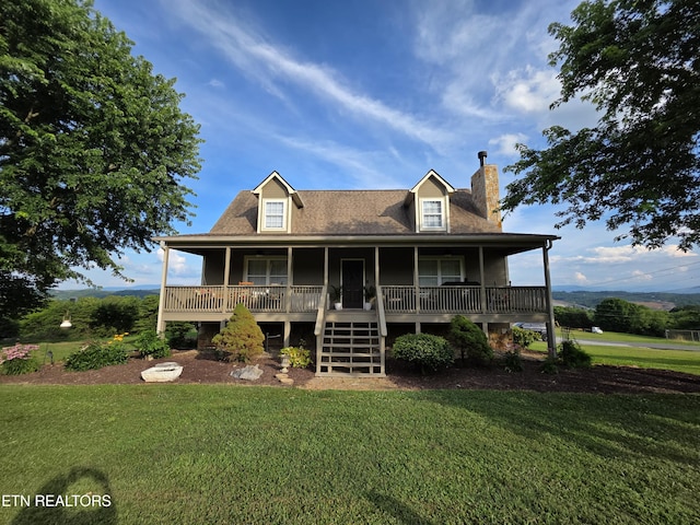 401 Klondike Cir, Kodak, TN 37764 - back of house featuring a chimney, a yard, a porch, and stairway