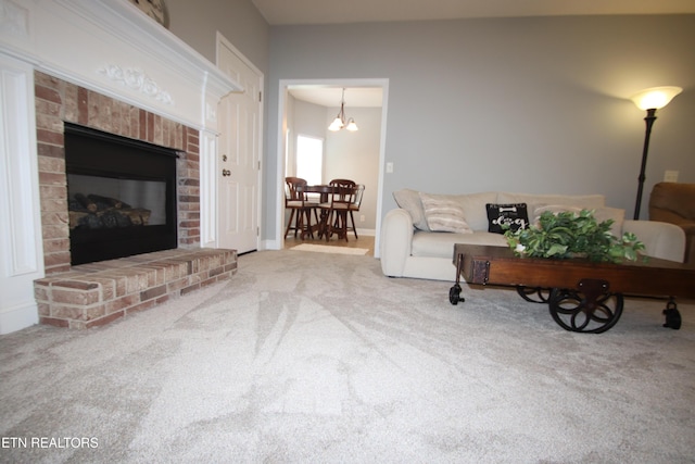 5843 Forest View Ln, Ooltewah, TN 37363 - carpeted living area featuring a fireplace and baseboards