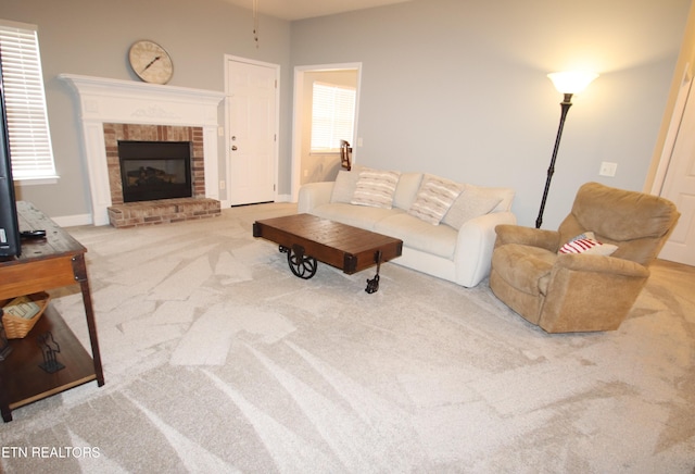 5843 Forest View Ln, Ooltewah, TN 37363 - living area with carpet flooring and a fireplace
