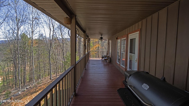 805 Punkton Rd, Del Rio, TN 37727 - wooden terrace featuring a ceiling fan