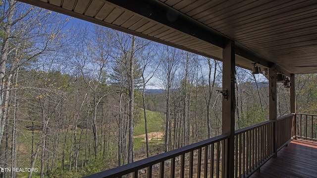 805 Punkton Rd, Del Rio, TN 37727 - wooden terrace with a view of trees