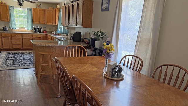 805 Punkton Rd, Del Rio, TN 37727 - dining area featuring wood finished floors and a ceiling fan