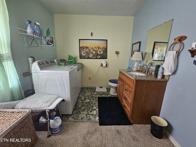 1106 Smyth Chapel Rd, Pennington Gap, VA 24277 - laundry room featuring independent washer and dryer and carpet flooring