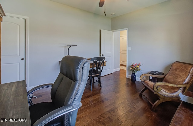 12504 Tangle Crest Ln, Knoxville, TN 37932 - office space with ceiling fan and hardwood / wood-style floors