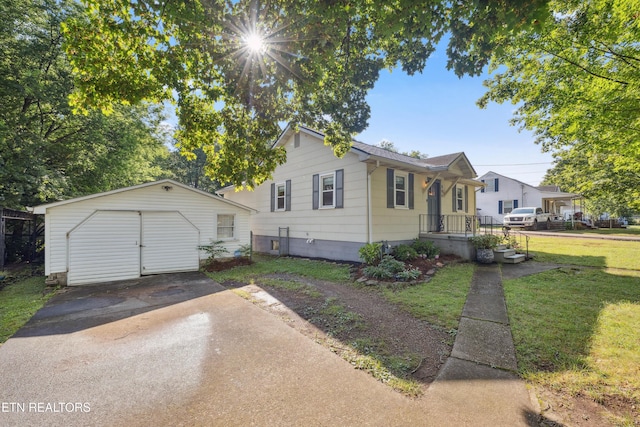 806 S Everett High Rd, Maryville, TN 37804 - bungalow with a front lawn, concrete driveway, an outbuilding, and a garage