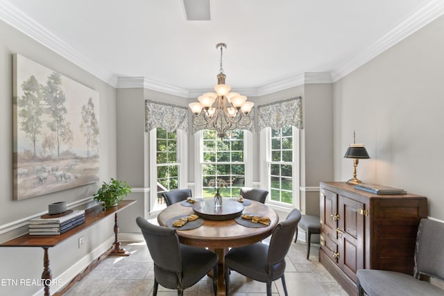 11424 Gates Mill Dr, Knoxville, TN 37934 - dining space featuring a chandelier and crown molding