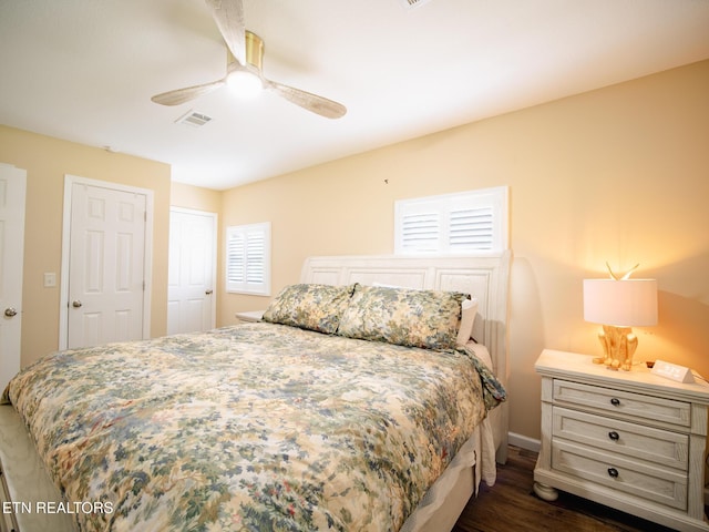 4139 Browder Hollow Rd, Lenoir City, TN 37771 - bedroom featuring dark wood-type flooring and ceiling fan