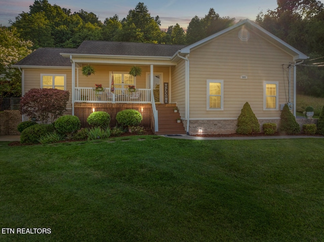 505 Bugaboo Springs Rd, Jonesborough, TN 37659 - view of front of property with covered porch, a front yard, and stairs