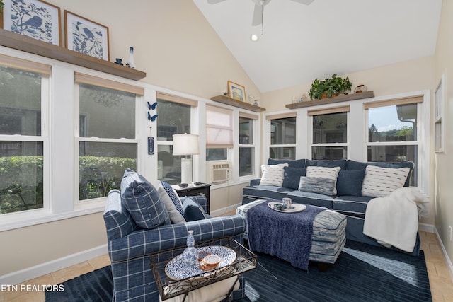 505 Bugaboo Springs Rd, Jonesborough, TN 37659 - sunroom with plenty of natural light, tile patterned floors, cooling unit, and high vaulted ceiling