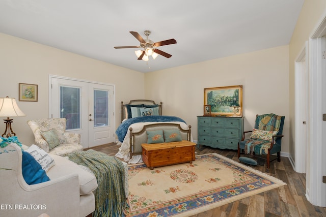 505 Bugaboo Springs Rd, Jonesborough, TN 37659 - bedroom with french doors, wood finished floors, and ceiling fan