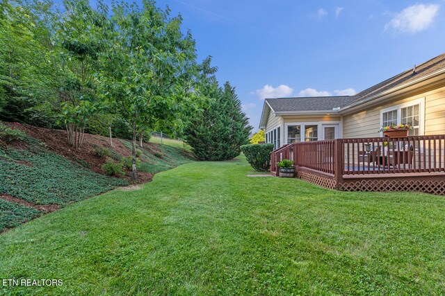 505 Bugaboo Springs Rd, Jonesborough, TN 37659 - view of green lawn featuring a wooden deck