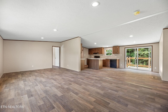 308 Cowan Ln, Lafollette, TN 37766 - unfurnished living room with wood finished floors, a textured ceiling, and recessed lighting