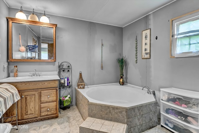 125 Loggers Ln, Clinton, TN 37716 - bathroom with a bath, vanity, and tile patterned floors
